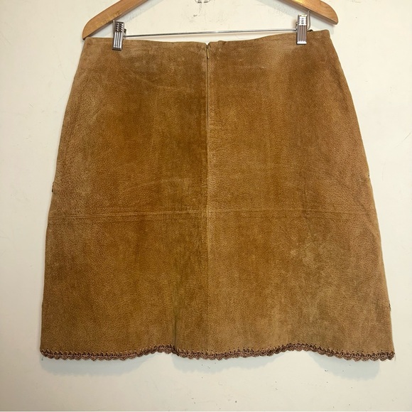 Vintage Neutral Zone Womens XL Brown Leather Mini Skirt Western Cowgirl Hippie - Picture 4 of 8